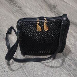 Vintage SHARIF Navy Soft Woven Crossbody Bag